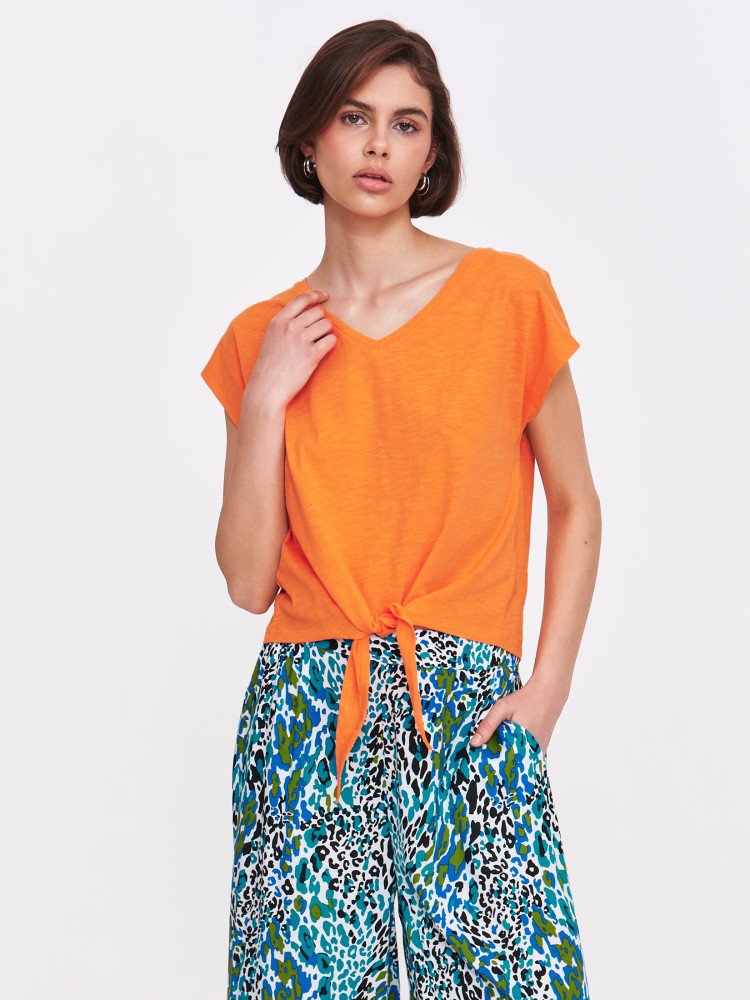 Pomarańczowy top z wiązaniem 