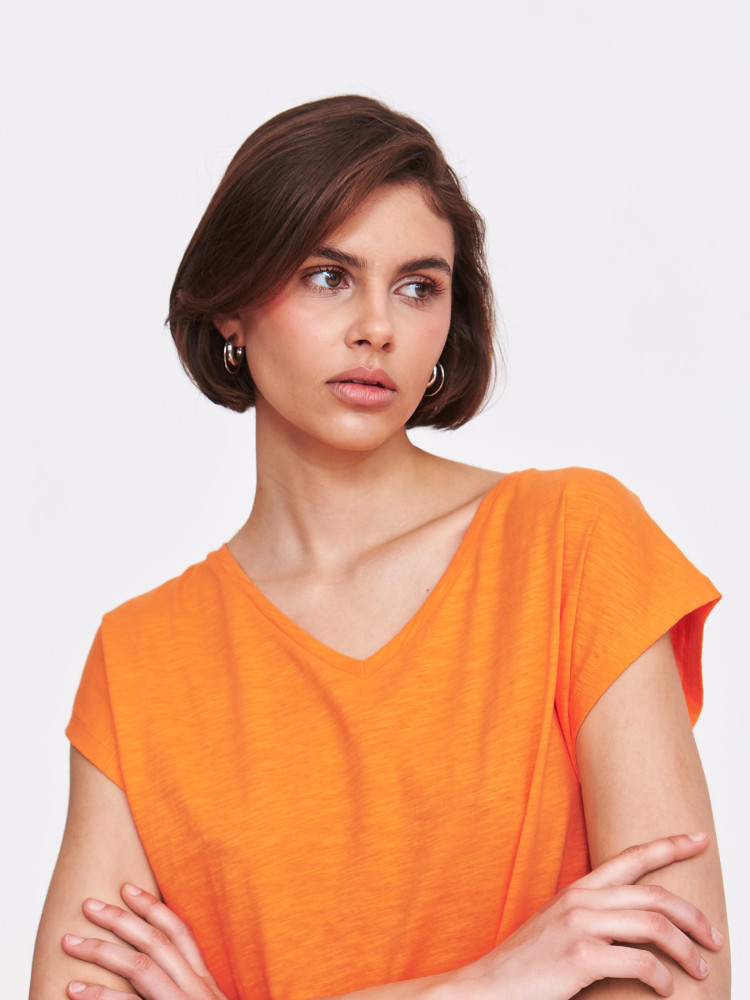 Pomarańczowy top z wiązaniem 