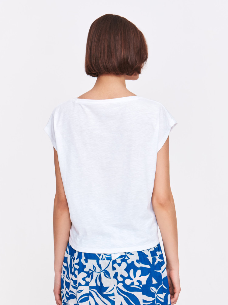 Biały top z wiązaniem 