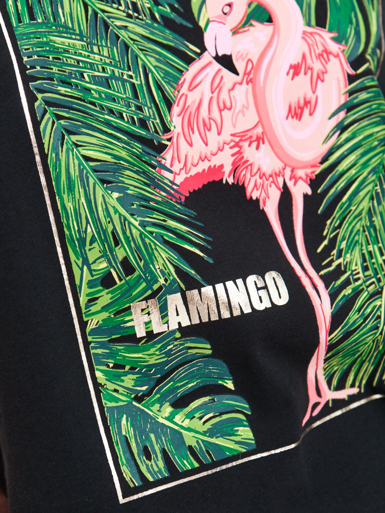 Czarny top regular z nadrukiem 