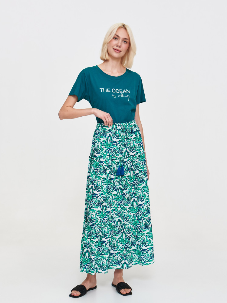 Turkusowy top z nadrukiem 