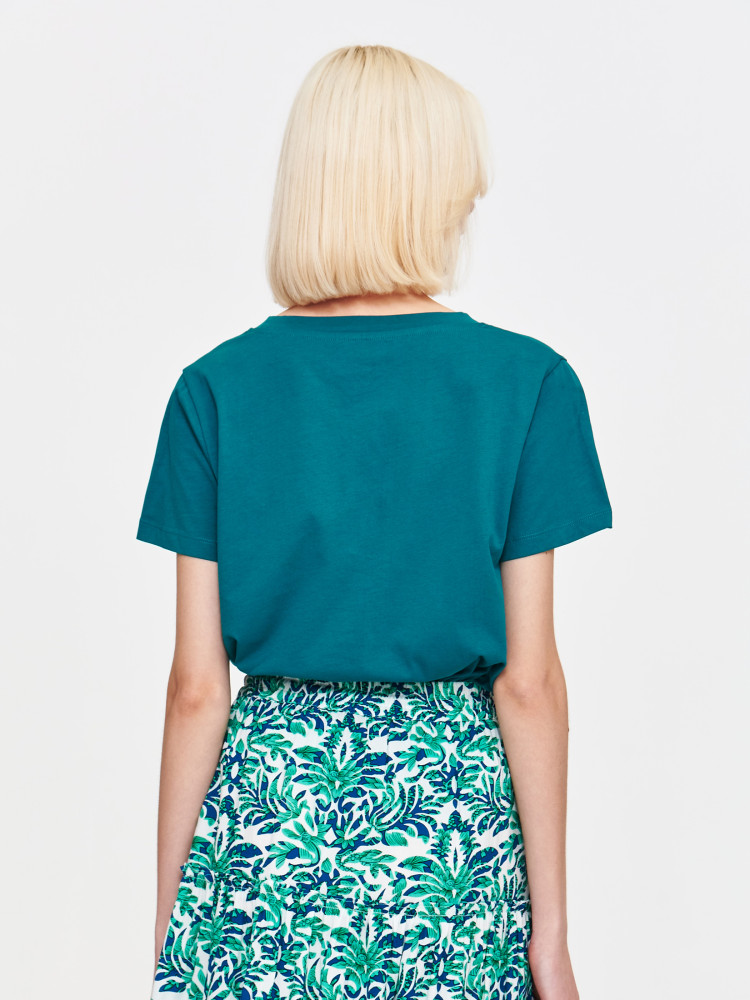 Turkusowy top z nadrukiem 