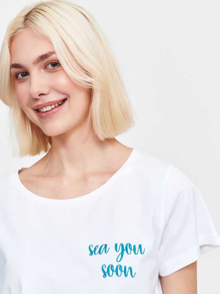 Biały t-shirt z napisem 