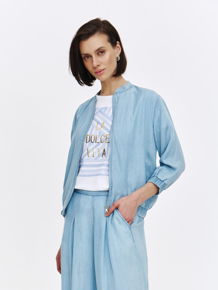 Kurtka typu bomberka z imitacji denimu 