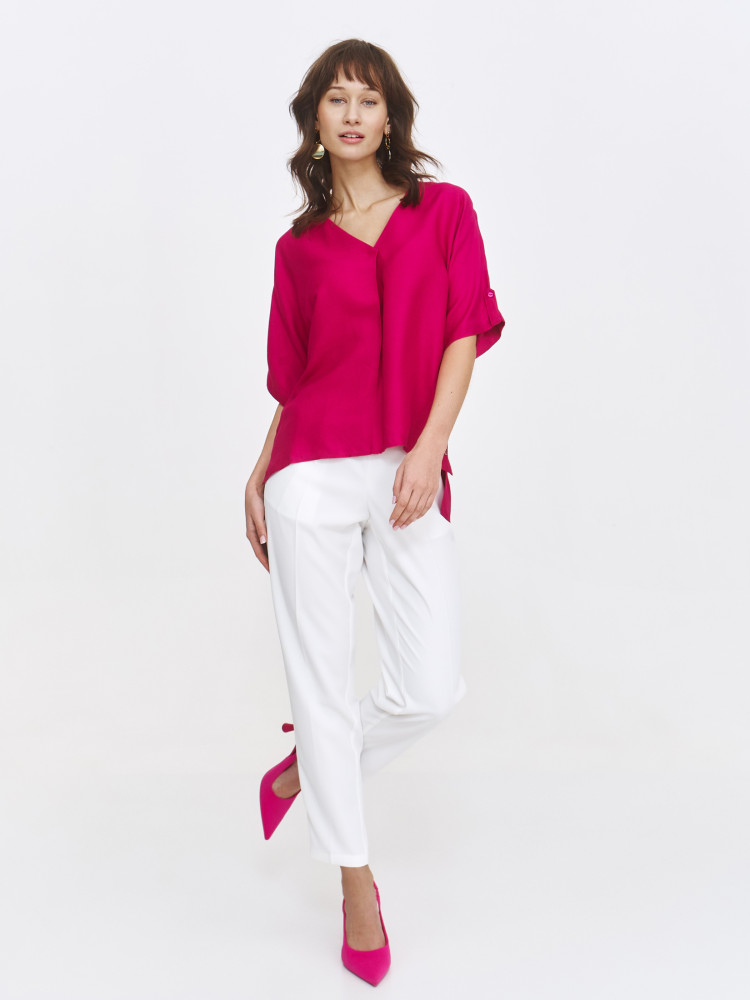 Różowa bluzka z dłuższym tyłem 