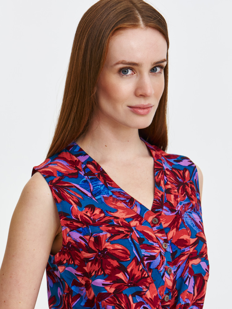 Bluzka z wiskozy z tropikalnym printem 