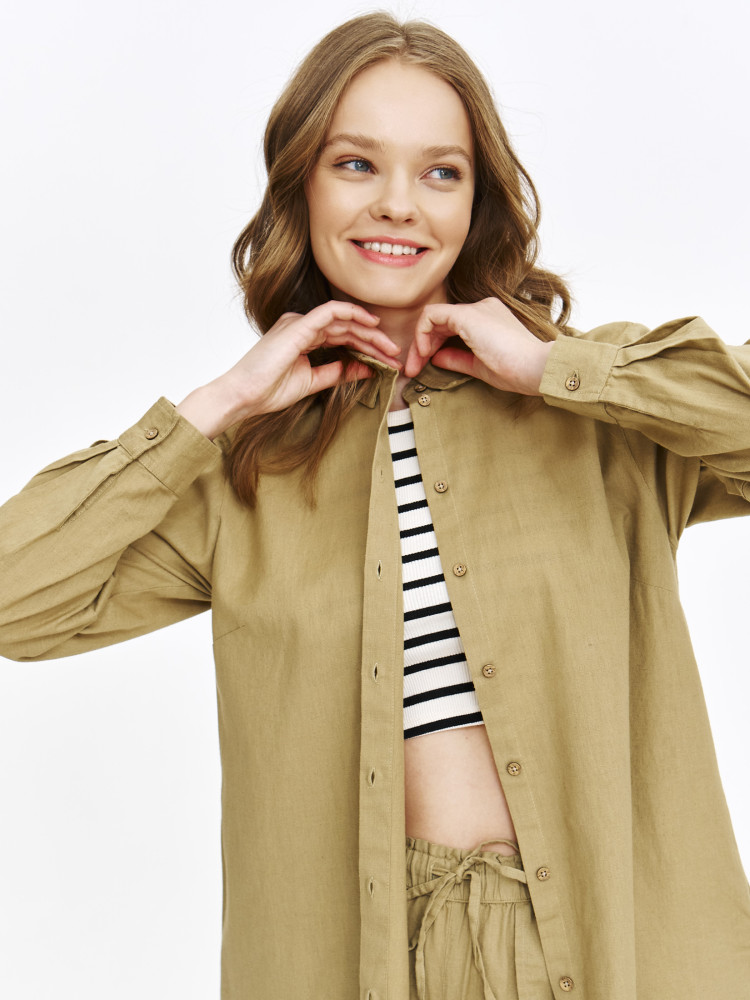 Bawełniano-lniana koszula w jasnozielonym kolorze 