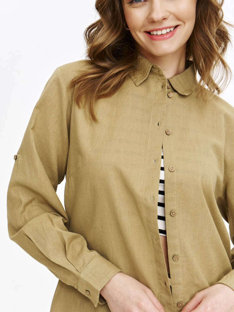 Bawełniano-lniana koszula w jasnozielonym kolorze 