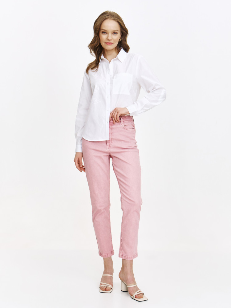 Biała koszula z subtelnym nadrukiem 