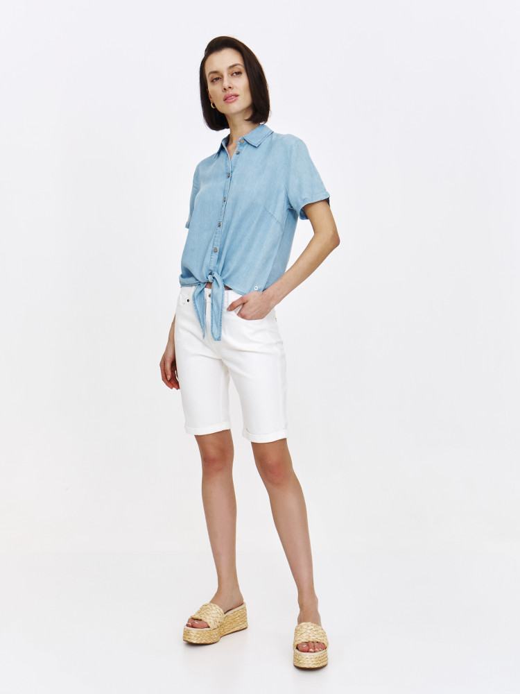 Bluzka z krótkim rękawem z imitacji denimu 