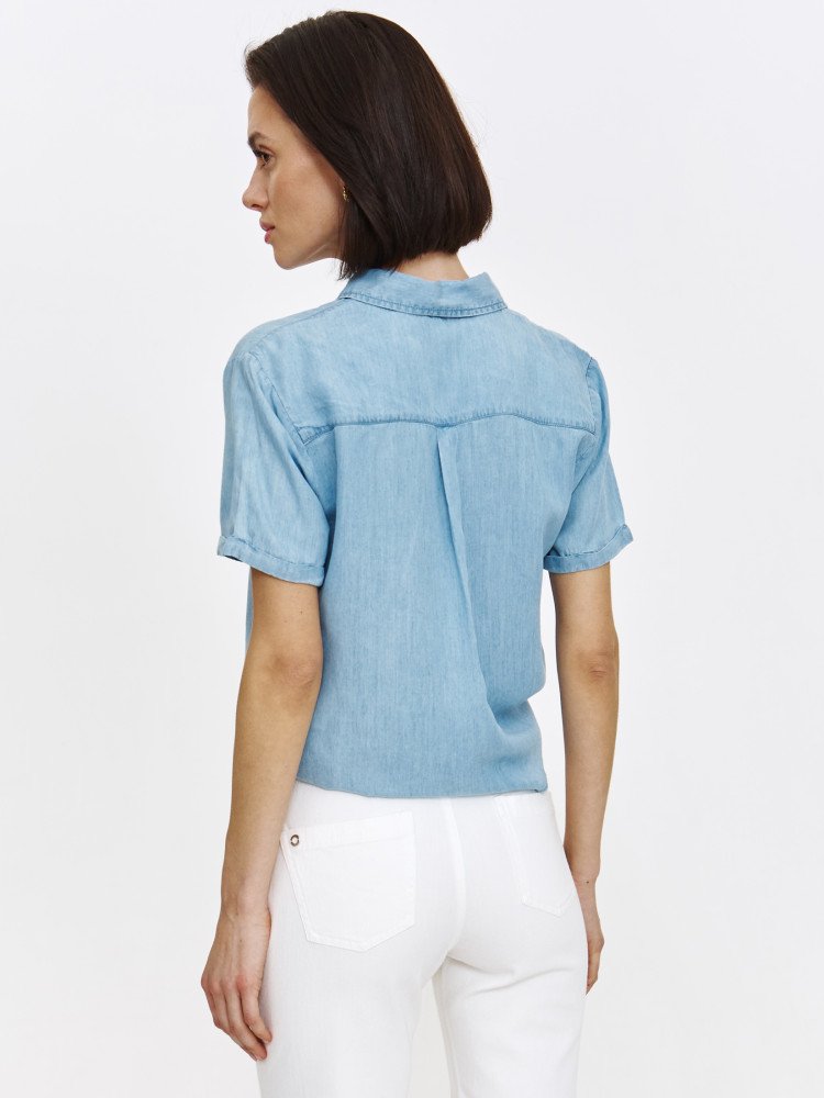 Bluzka z krótkim rękawem z imitacji denimu 