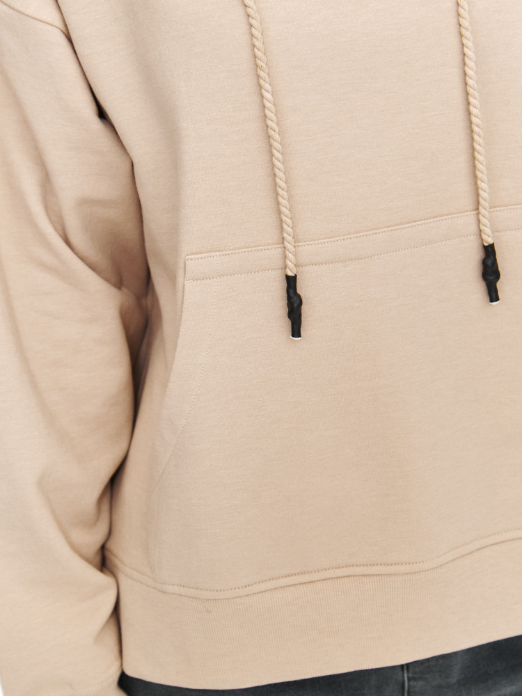 Beżowa bluza basic z kapturem 