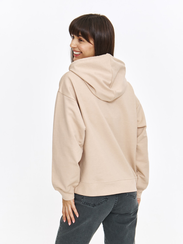 Beżowa bluza basic z kapturem 