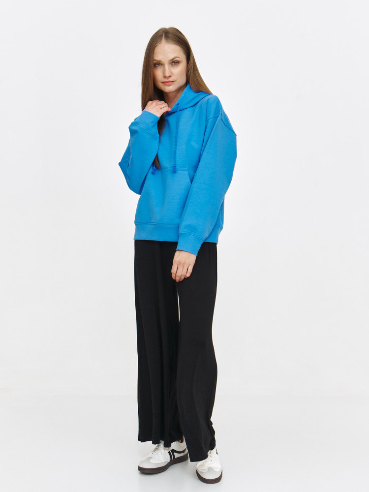 Niebieska bluza basic z kapturem  Niebieska bluza basic z kapturem