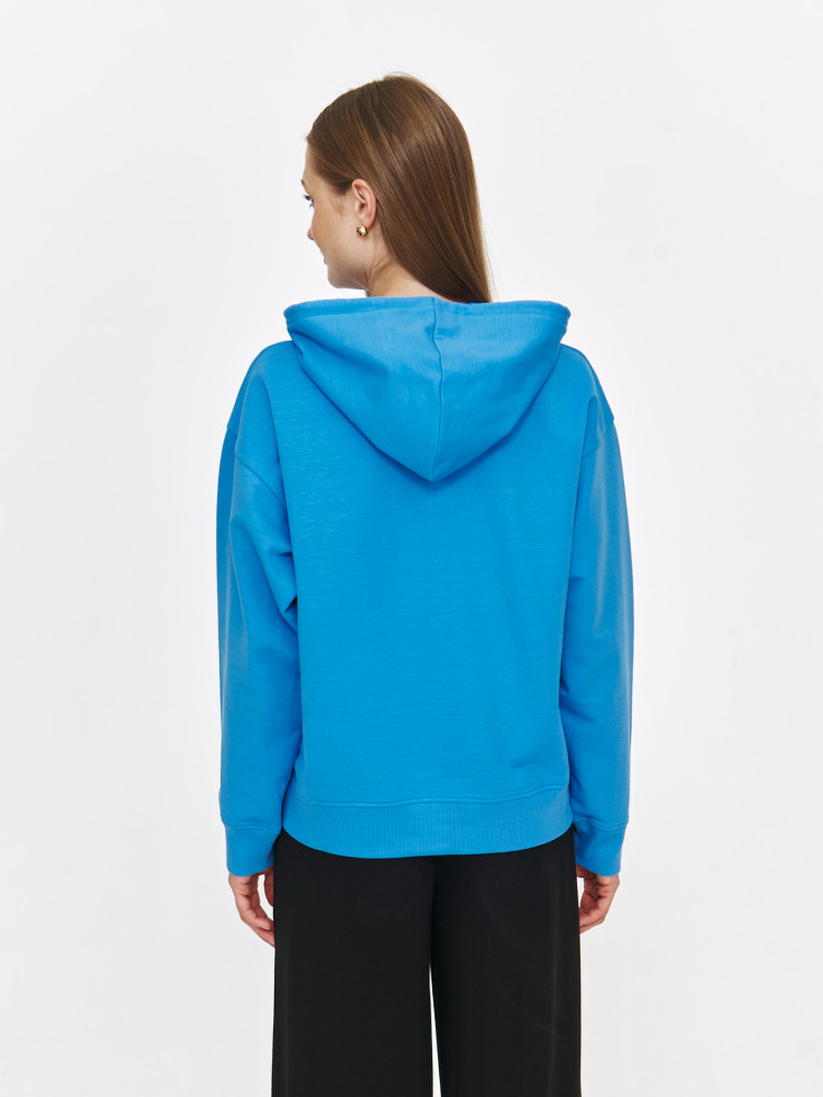 Niebieska bluza basic z kapturem  Niebieska bluza basic z kapturem