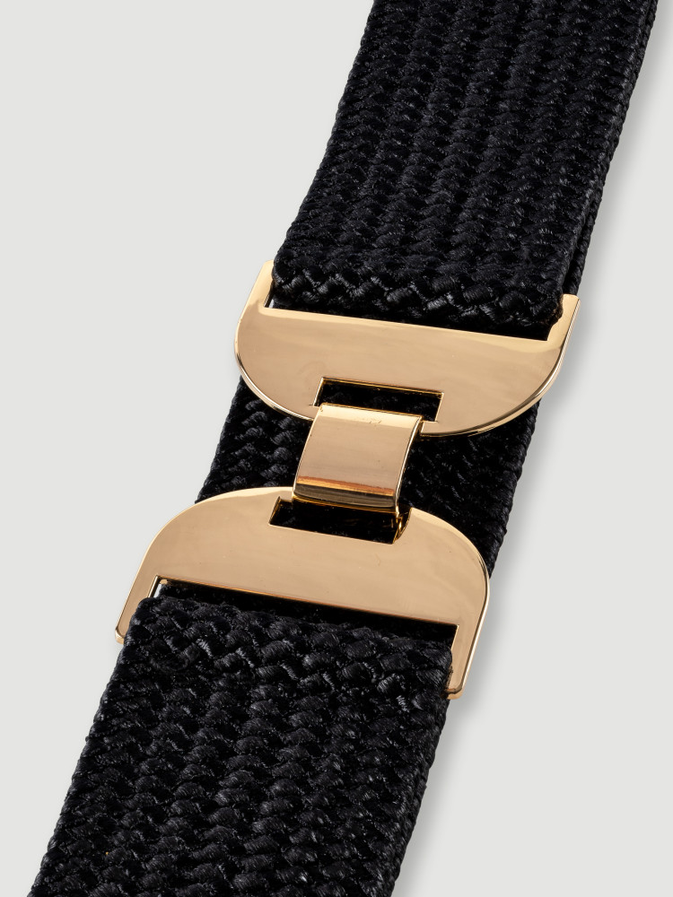 Pleciony czarny pasek z efektowną klamrą 