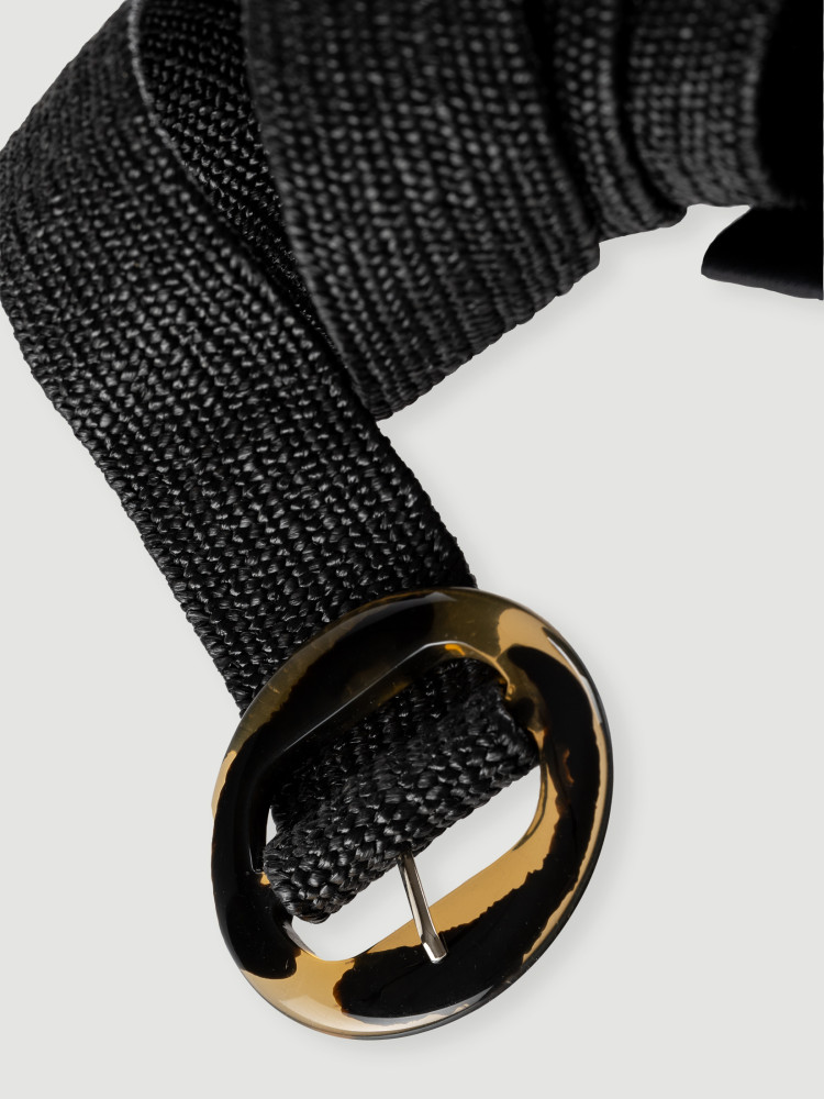 Czarny pasek w stylu rafi z okrągłą klamrą 