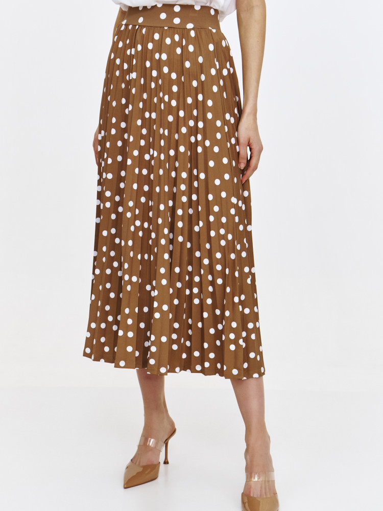 Beżowa plisowana spódnica w kropki  Beżowa plisowana spódnica w kropki
