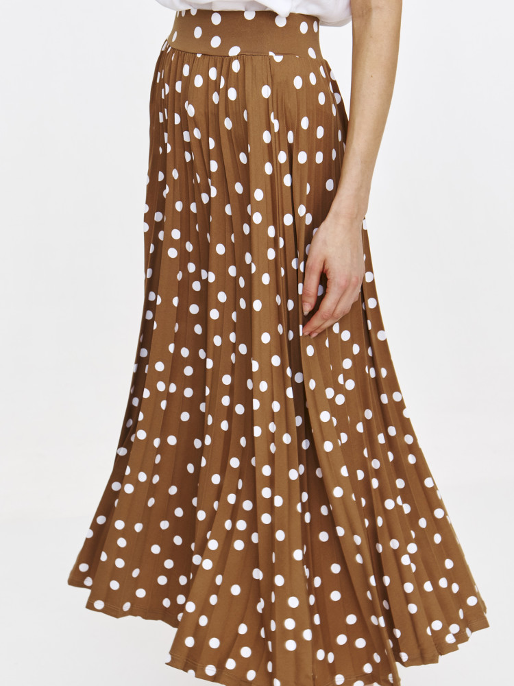 Beżowa plisowana spódnica w kropki  Beżowa plisowana spódnica w kropki