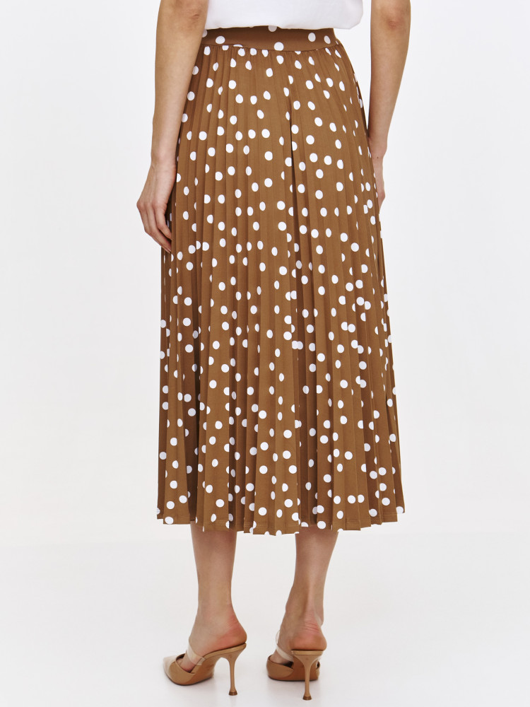 Beżowa plisowana spódnica w kropki  Beżowa plisowana spódnica w kropki