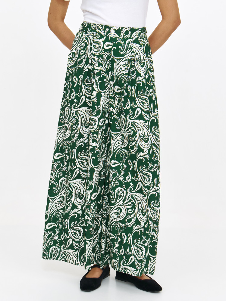 Wiskozowe spodnie z szeroką nogawką 