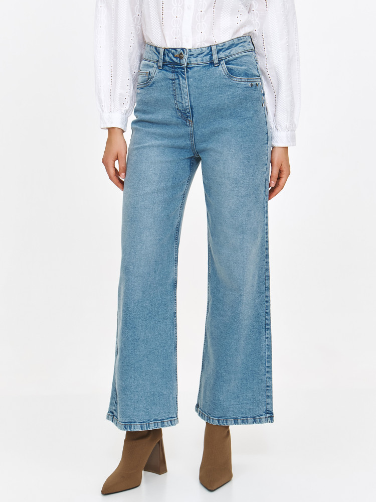 Jeansy culotte z kieszeniami 