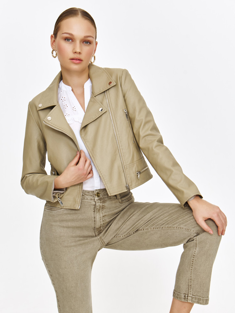 Oliwkowe spodnie typu skinny 