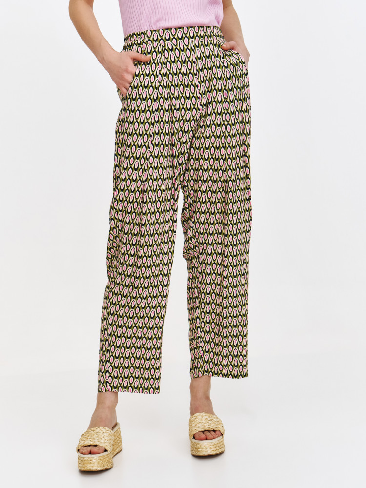 Wzorzyste spodnie z kolorowym printem 