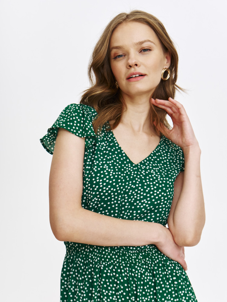 Sukienka maxi z falbaniastym dołem 