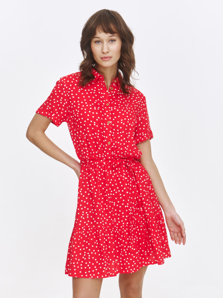 Krótka sukienka z nadrukiem w groszki 