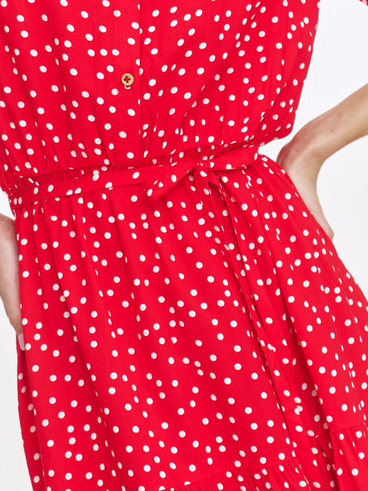 Krótka sukienka z nadrukiem w groszki 