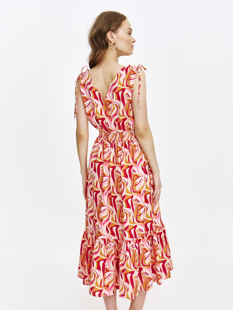 Sukienka z efektownym printem w różowo-pomarańczowym kolorze 