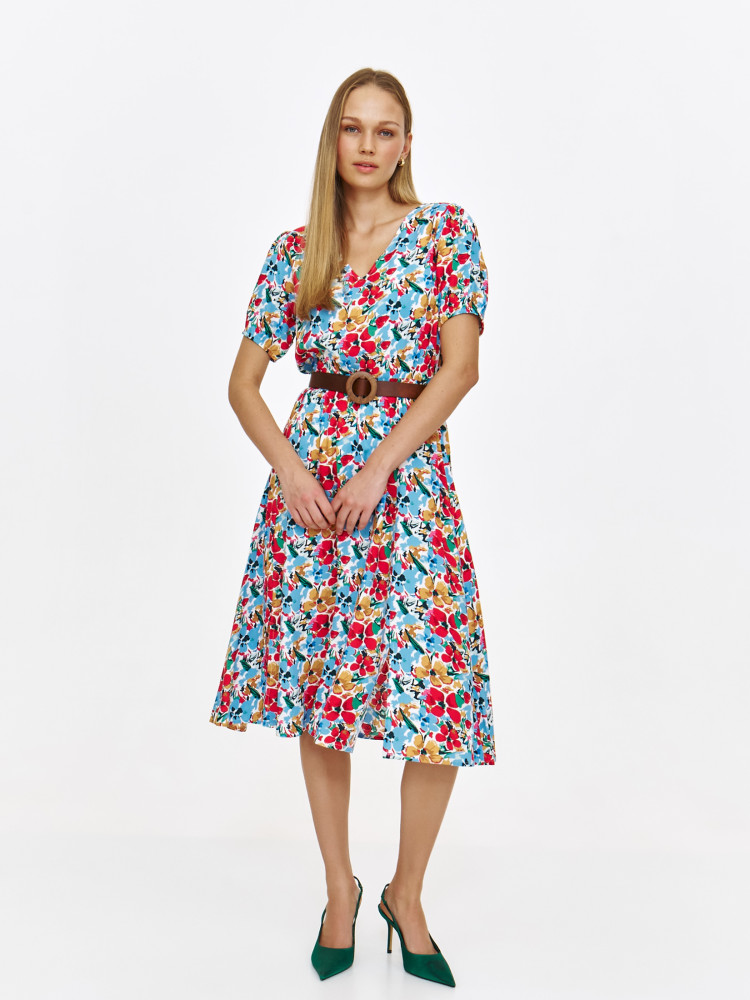 Sukienka midi wiskozowa w drobne kwiaty 