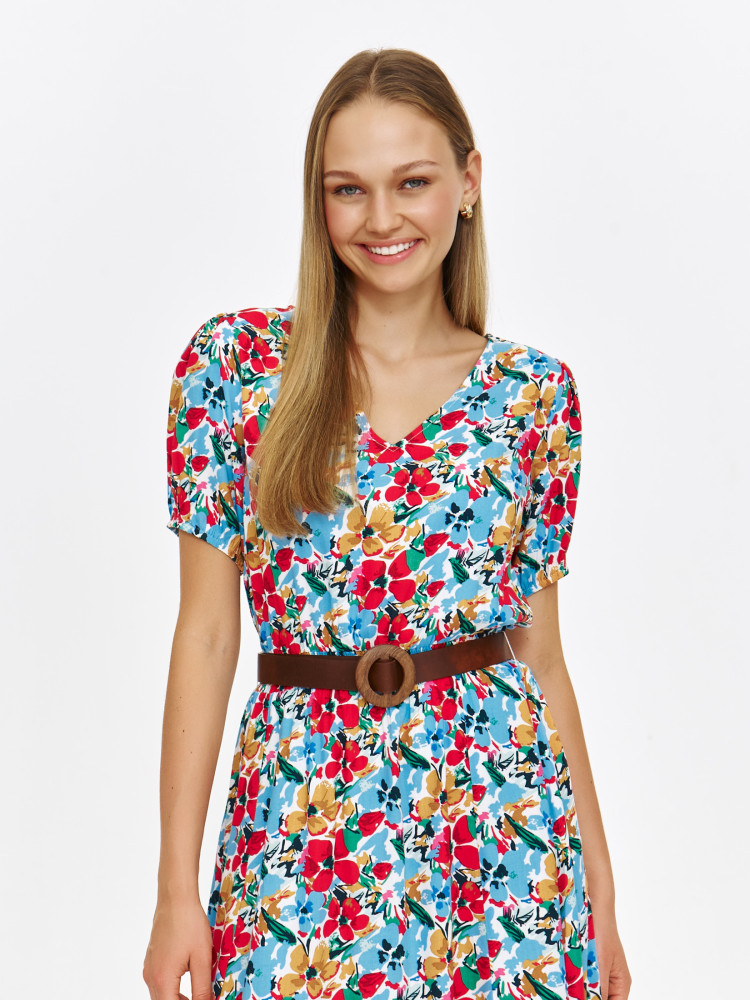 Sukienka midi wiskozowa w drobne kwiaty 