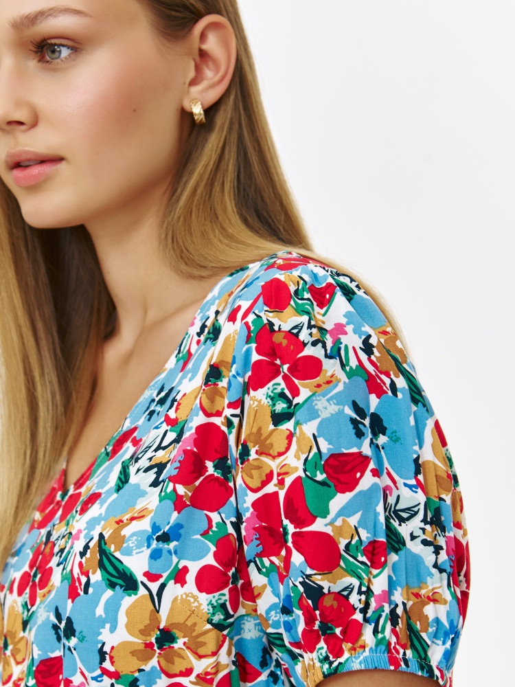 Sukienka midi wiskozowa w drobne kwiaty 