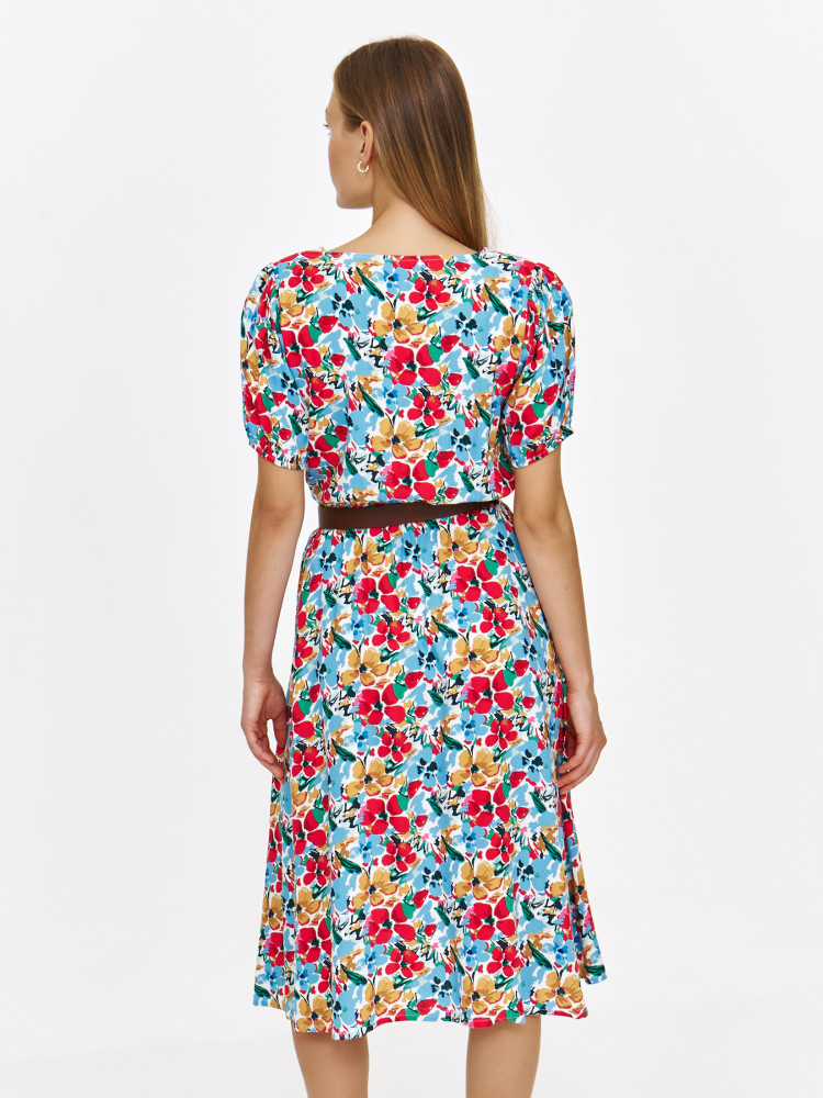 Sukienka midi wiskozowa w drobne kwiaty 