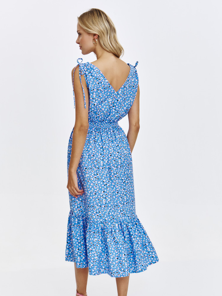 Printowana sukienka na ramiączkach w niebieskim kolorze 