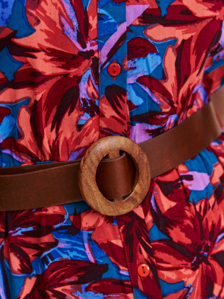 Sukienka z wiskozy z tropikalnym printem 