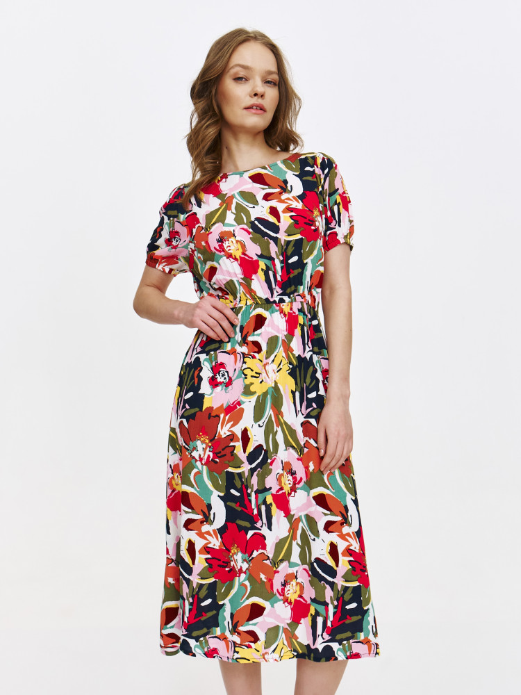 Sukienka midi w kolorowe kwiaty 
