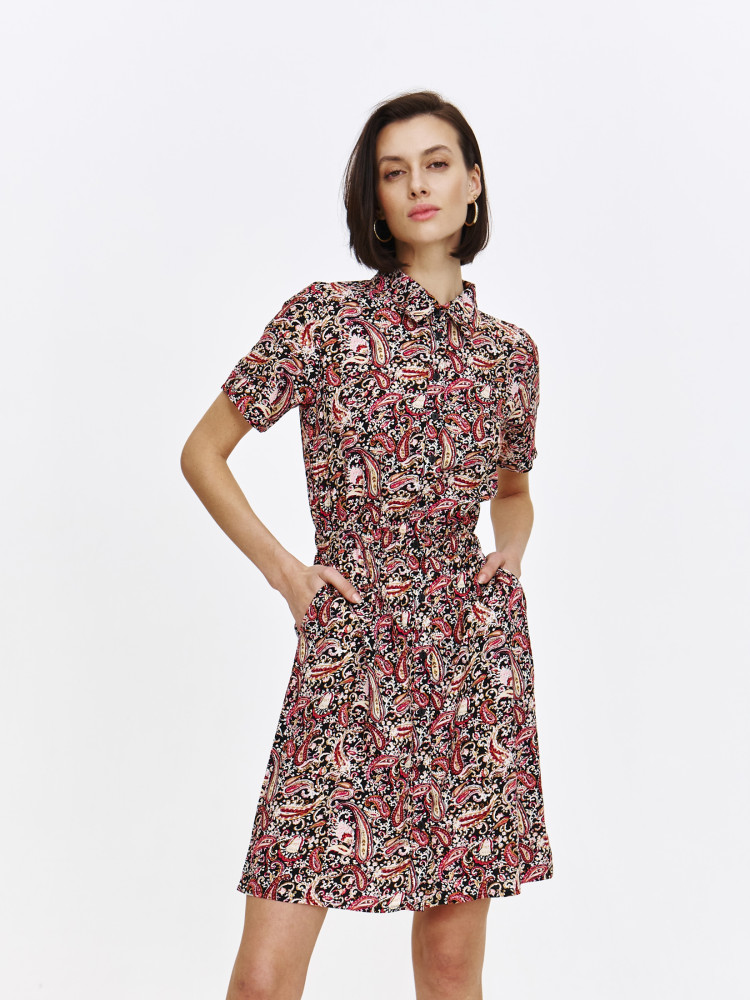 Koszula sukienka we wzory o długości mini 