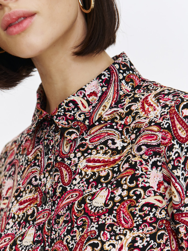 Koszula sukienka we wzory o długości mini 