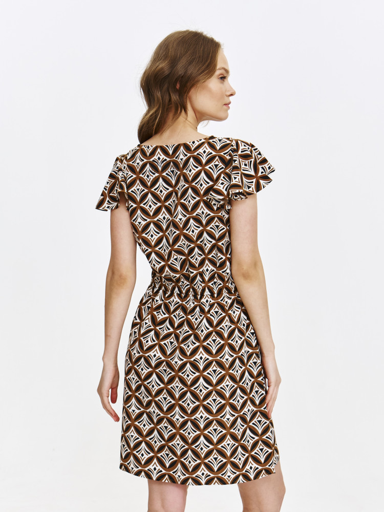 Wzorzysta sukienka mini w kolorach brązu 