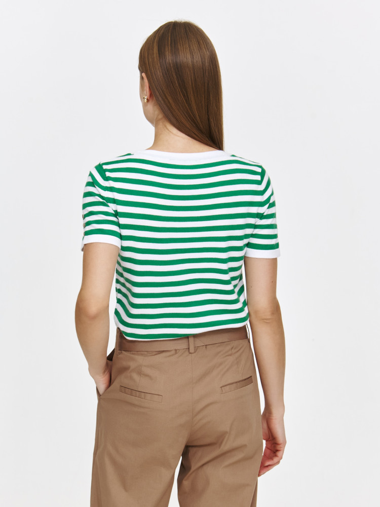 Sweter z miękkiej dzianiny w zielone paski 