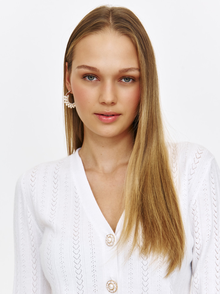 Elegancki kardigan z ażurowym wzorem 