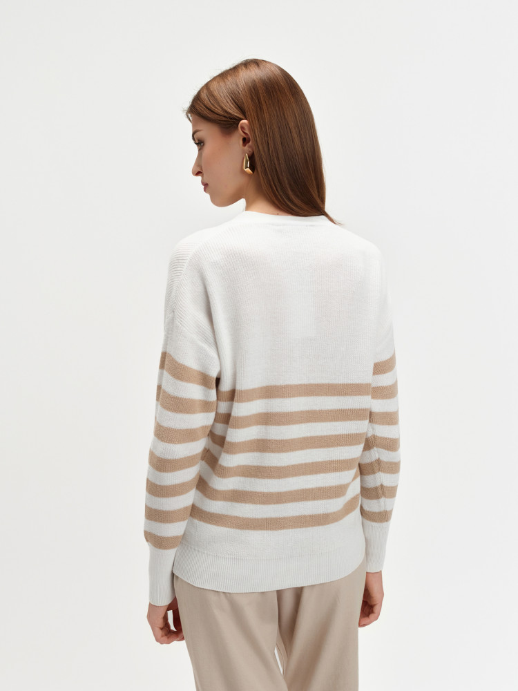 Kardigan w beżowe paski 