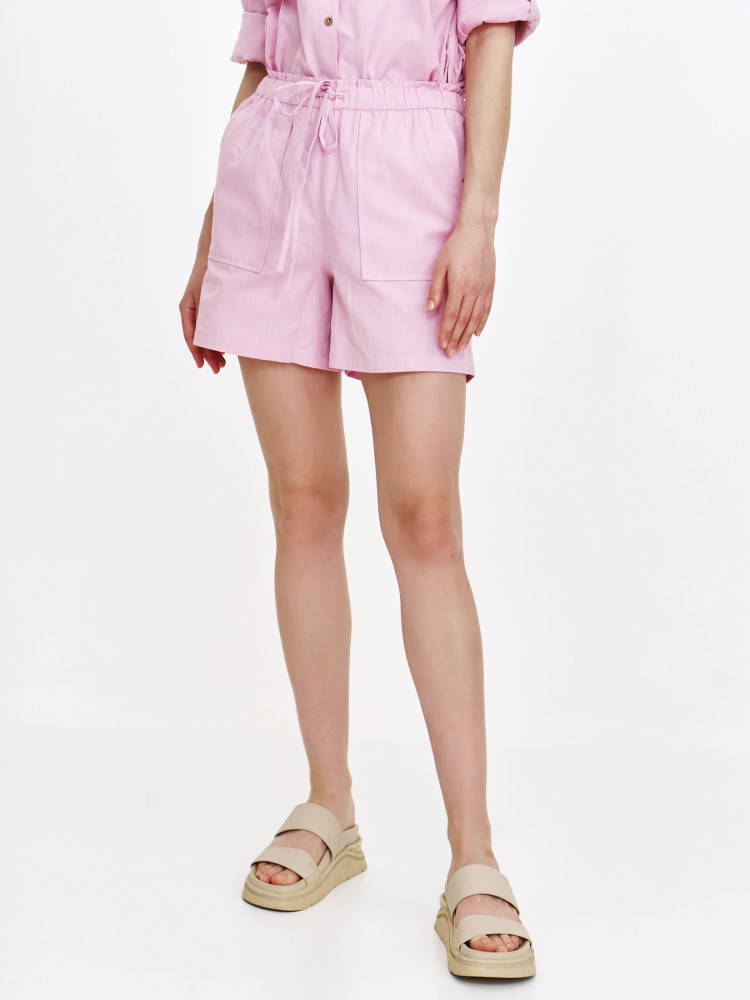 Pastelowe szorty bawełniano-lniane 