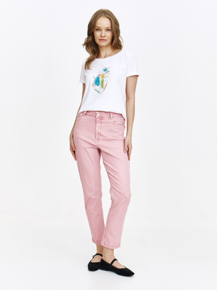 T-shirt bawełniany z efektownym printem 