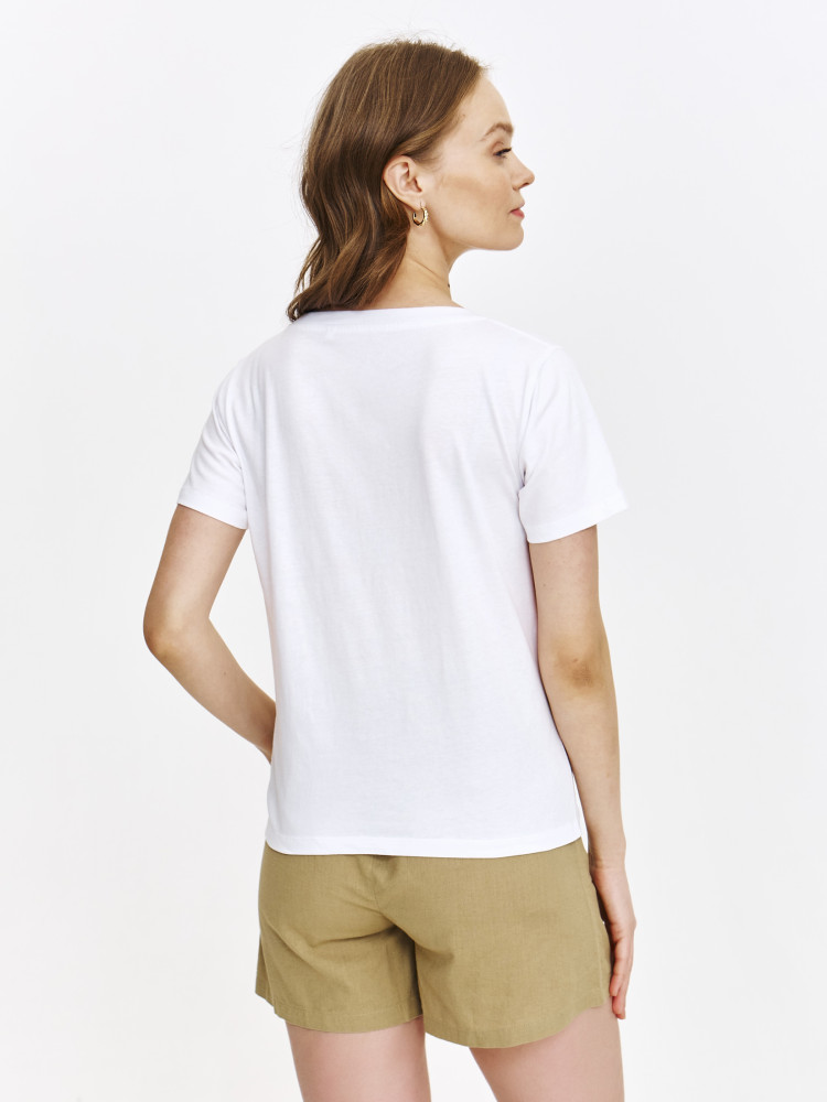 T-shirt z żółtym fantazyjnym nadrukiem  T-shirt z żółtym fantazyjnym nadrukiem