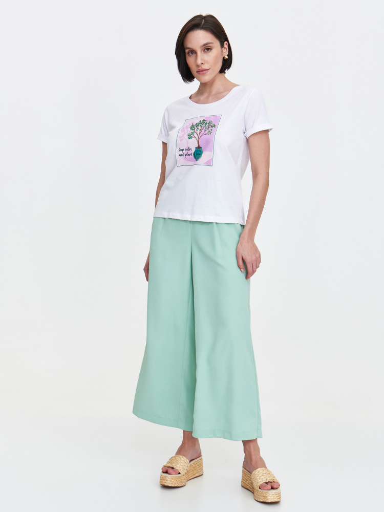 Bawełniany biały t-shirt z nadrukiem