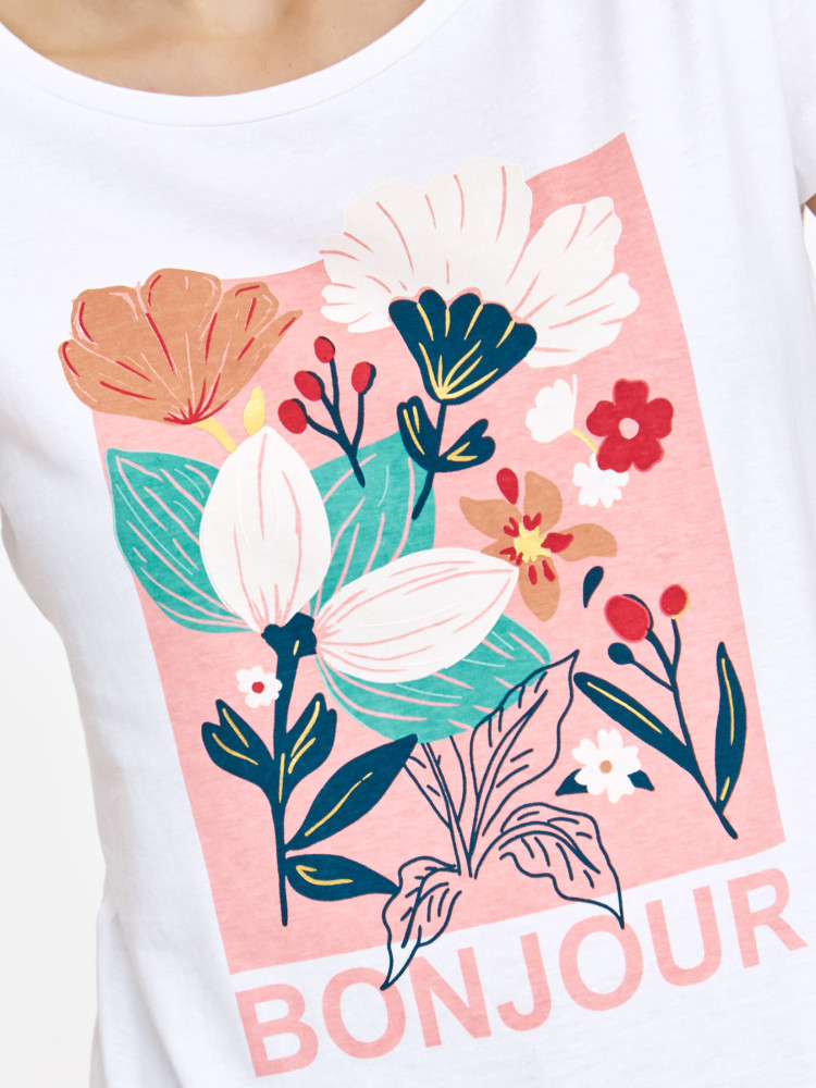 Podkoszulek z nadrukiem w kwiaty 